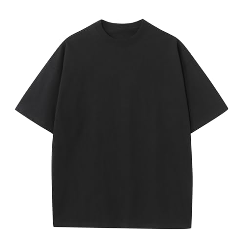 Mens Oversized T-Shirts Fashion Loose Fit Crewneck Tshirt Streetwear Heavyweight Short Sleeve Gym Workout Tops