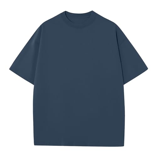 KEEPSHOWING Men's Cotton T-Shirts Oversized Unisex Short Sleeve Crew Neck Loose Basic Tops Solid Athletic Tee
