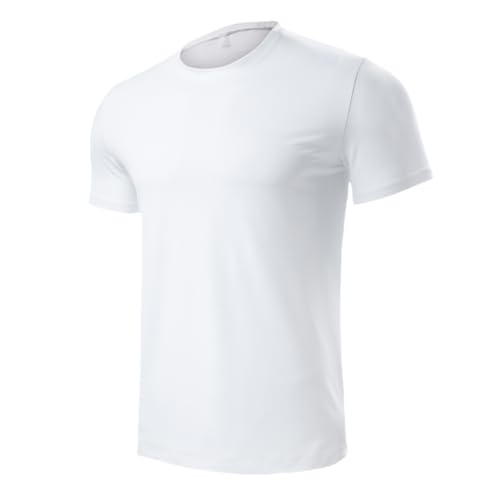 100% Cotton Men's Plain Short Sleeve Crew Neck T-Shirt, Regular Fit Casual T Shirt Tops, Basic Tees, Tshirt