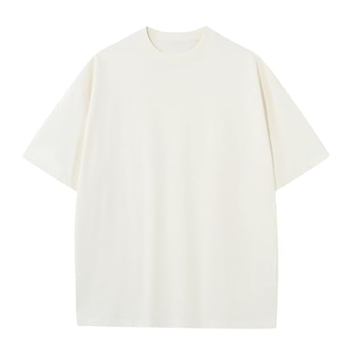 KEEPSHOWING Men's Cotton T-Shirts Oversized Unisex Short Sleeve Crew Neck Loose Basic Tops Solid Athletic Tee