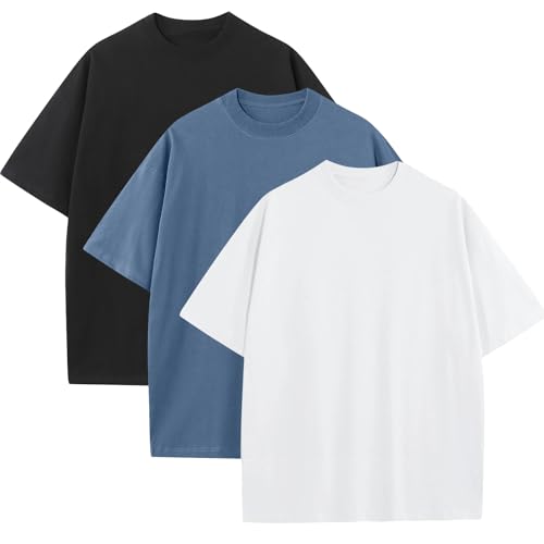 Mens Oversized T-Shirts Fashion Loose Fit Crewneck Tshirt Streetwear Heavyweight Short Sleeve Gym Workout Tops