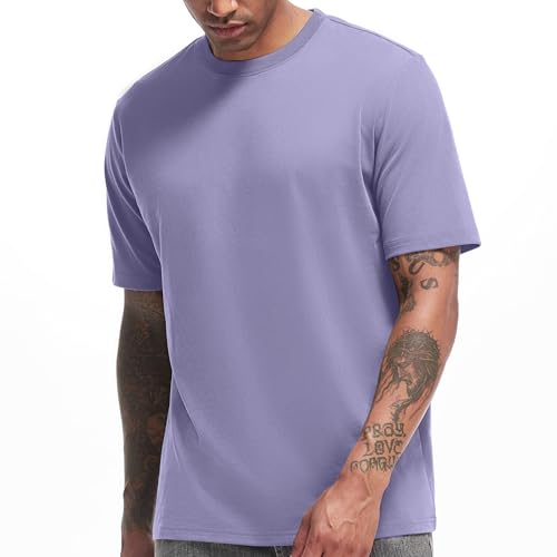 VEIISAR Men's Heavy Weight Crew Neck T-Shirt Mens Premium Cotton Tee - Pre Shrunk S-3XL
