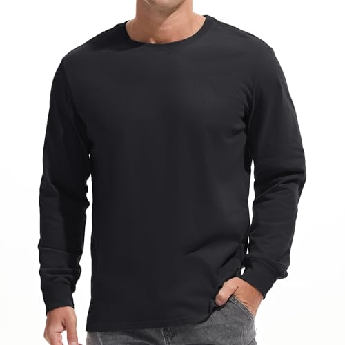 VEIISAR Men's Heavy Weight Crew Neck T-Shirt Mens Premium Cotton Tee - Pre Shrunk S-3XL