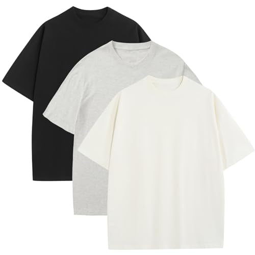 Mens Oversized T-Shirts Fashion Loose Fit Crewneck Tshirt Streetwear Heavyweight Short Sleeve Gym Workout Tops