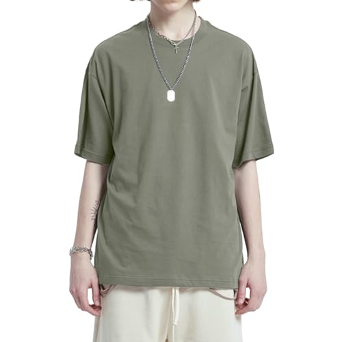 Mens Oversized T-Shirts Fashion Loose Fit Crewneck Tshirt Streetwear Heavyweight Short Sleeve Gym Workout Tops