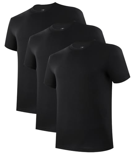 BAMBOO COOL Mens Undershirts Pack, Soft T Shirts for Men, Moisture Wicking Tees, Stretchy Breathable Crew Neck Inner Shirt