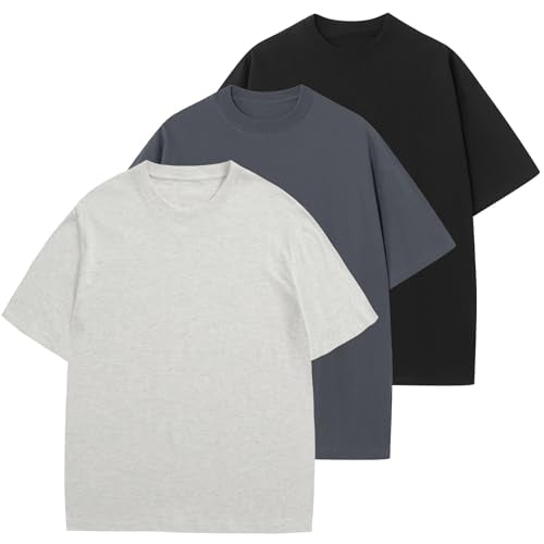 KEEPSHOWING Men's Cotton T-Shirts Oversized Unisex Short Sleeve Crew Neck Loose Basic Tops Solid Athletic Tee