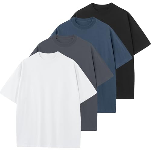 KEEPSHOWING Men's Cotton T-Shirts Oversized Unisex Short Sleeve Crew Neck Loose Basic Tops Solid Athletic Tee