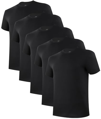 BAMBOO COOL Mens Undershirts Pack, Soft T Shirts for Men, Moisture Wicking Tees, Stretchy Breathable Crew Neck Inner Shirt