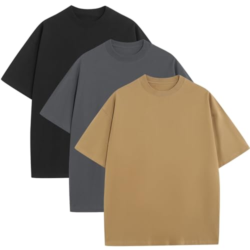 Mens Oversized T-Shirts Fashion Loose Fit Crewneck Tshirt Streetwear Heavyweight Short Sleeve Gym Workout Tops
