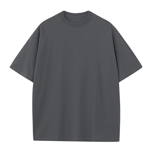 Mens Oversized T-Shirts Fashion Loose Fit Crewneck Tshirt Streetwear Heavyweight Short Sleeve Gym Workout Tops
