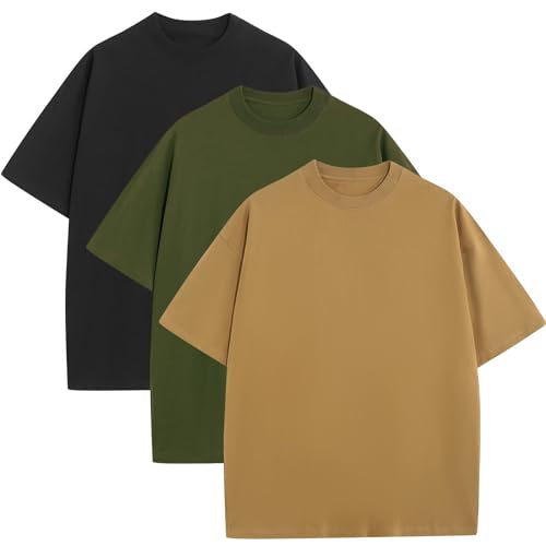 Mens Oversized T-Shirts Fashion Loose Fit Crewneck Tshirt Streetwear Heavyweight Short Sleeve Gym Workout Tops