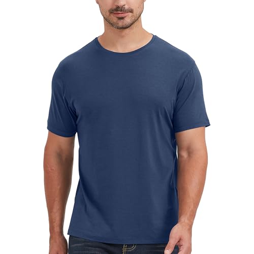 Pioneer Camp Mens Bamboo Viscose T Shirt Ultra Soft Plain Tshirts for Men Cooling Crew Neck Casual Basic Tee Shirt Undershirt