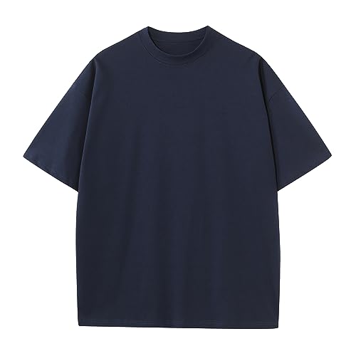 Mens Oversized T-Shirts Fashion Loose Fit Crewneck Tshirt Streetwear Heavyweight Short Sleeve Gym Workout Tops