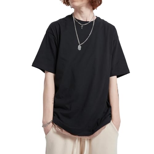 Mens Oversized T-Shirts Fashion Loose Fit Crewneck Tshirt Streetwear Heavyweight Short Sleeve Gym Workout Tops