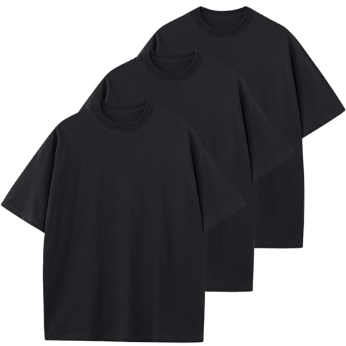 KEEPSHOWING Men's Cotton T-Shirts Oversized Unisex Short Sleeve Crew Neck Loose Basic Tops Solid Athletic Tee
