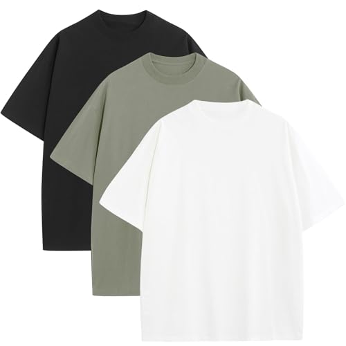 Mens Oversized T-Shirts Fashion Loose Fit Crewneck Tshirt Streetwear Heavyweight Short Sleeve Gym Workout Tops