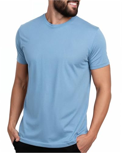 INTO THE AM Mens T Shirts Soft Cotton Blend Crew Neck Tee S - 4XL Athletic Fit Plain Casual T-Shirt for Men