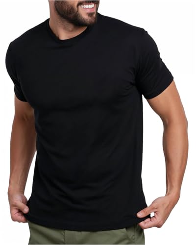 EKLENTSON Men's Cotton Crewneck T-Shirts Short Sleeve Plain Tee Moisture Wicking Casual Tshirts Solid Color