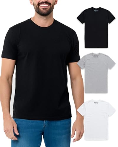 INTO THE AM Mens T Shirts Soft Cotton Blend Crew Neck Tee S - 4XL Athletic Fit Plain Casual T-Shirt for Men