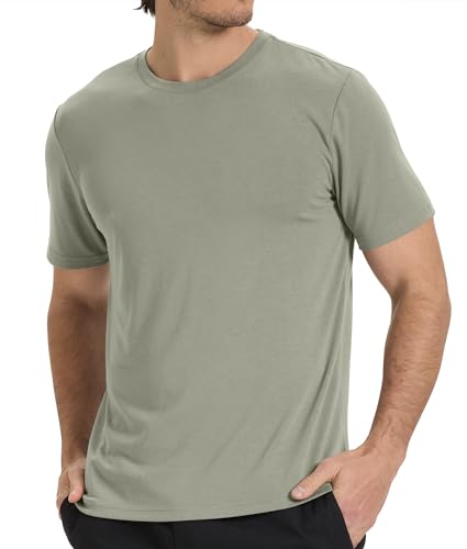 BAMBOO COOL Mens Undershirts Pack, Soft T Shirts for Men, Moisture Wicking Tees, Stretchy Breathable Crew Neck Inner Shirt