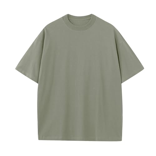 Mens Oversized T-Shirts Fashion Loose Fit Crewneck Tshirt Streetwear Heavyweight Short Sleeve Gym Workout Tops