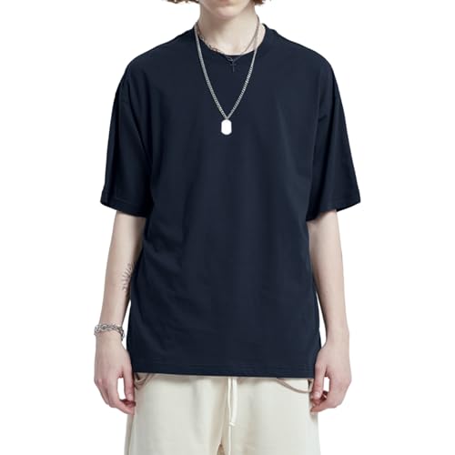 Mens Oversized T-Shirts Fashion Loose Fit Crewneck Tshirt Streetwear Heavyweight Short Sleeve Gym Workout Tops
