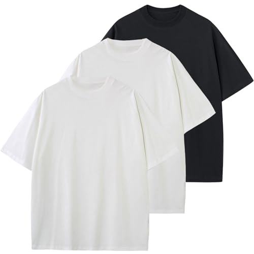 KEEPSHOWING Men's Cotton T-Shirts Oversized Unisex Short Sleeve Crew Neck Loose Basic Tops Solid Athletic Tee