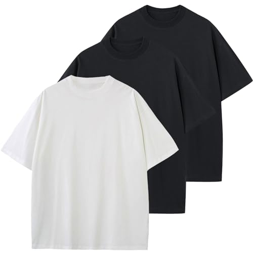 Mens Oversized T-Shirts Fashion Loose Fit Crewneck Tshirt Streetwear Heavyweight Short Sleeve Gym Workout Tops