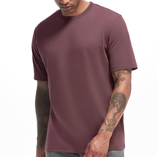 VEIISAR Men's Heavy Weight Crew Neck T-Shirt Mens Premium Cotton Tee - Pre Shrunk S-3XL