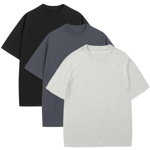 Mens Oversized T-Shirts Fashion Loose Fit Crewneck Tshirt Streetwear Heavyweight Short Sleeve Gym Workout Tops