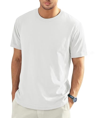 EKLENTSON Men's Cotton Crewneck T-Shirts Short Sleeve Plain Tee Moisture Wicking Casual Tshirts Solid Color