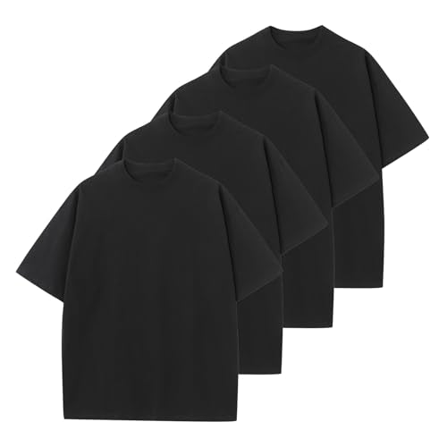 KEEPSHOWING Men's Cotton T-Shirts Oversized Unisex Short Sleeve Crew Neck Loose Basic Tops Solid Athletic Tee