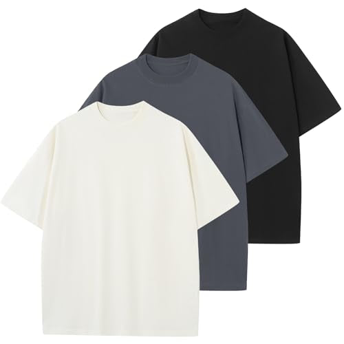 KEEPSHOWING Men's Cotton T-Shirts Oversized Unisex Short Sleeve Crew Neck Loose Basic Tops Solid Athletic Tee