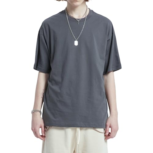 Mens Oversized T-Shirts Fashion Loose Fit Crewneck Tshirt Streetwear Heavyweight Short Sleeve Gym Workout Tops