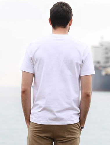 100% Cotton Men's Plain Short Sleeve Crew Neck T-Shirt, Regular Fit Casual T Shirt Tops, Basic Tees, Tshirt
