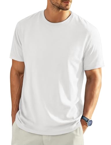 EKLENTSON Men's Cotton Crewneck T-Shirts Short Sleeve Plain Tee Moisture Wicking Casual Tshirts Solid Color