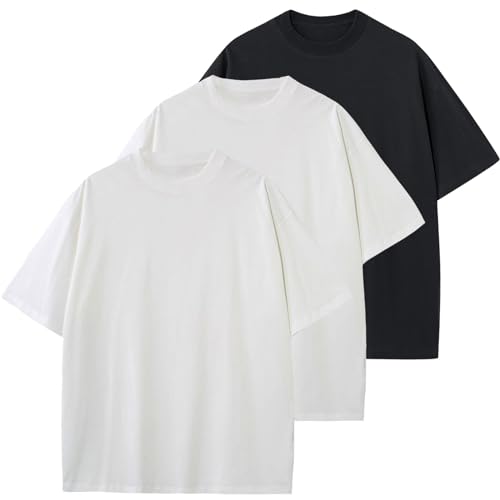 Mens Oversized T-Shirts Fashion Loose Fit Crewneck Tshirt Streetwear Heavyweight Short Sleeve Gym Workout Tops