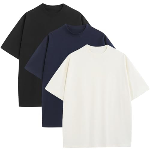 Mens Oversized T-Shirts Fashion Loose Fit Crewneck Tshirt Streetwear Heavyweight Short Sleeve Gym Workout Tops