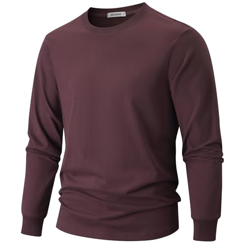 VEIISAR Men's Heavy Weight Crew Neck T-Shirt Mens Premium Cotton Tee - Pre Shrunk S-3XL