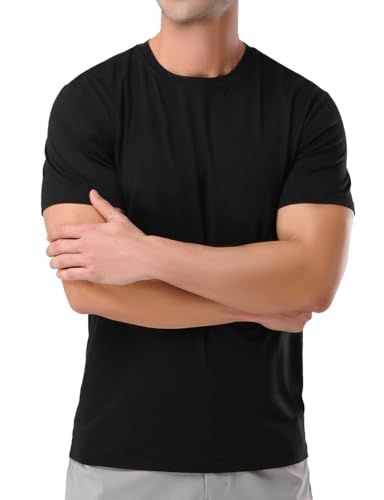 Pioneer Camp Mens Bamboo Viscose T Shirt Ultra Soft Plain Tshirts for Men Cooling Crew Neck Casual Basic Tee Shirt Undershirt