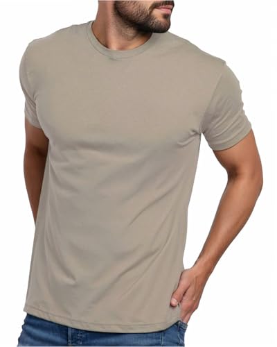 INTO THE AM Mens T Shirts Soft Cotton Blend Crew Neck Tee S - 4XL Athletic Fit Plain Casual T-Shirt for Men