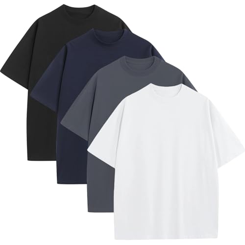 Mens Oversized T-Shirts Fashion Loose Fit Crewneck Tshirt Streetwear Heavyweight Short Sleeve Gym Workout Tops