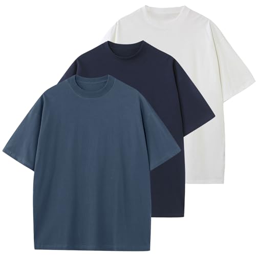 KEEPSHOWING Men's Cotton T-Shirts Oversized Unisex Short Sleeve Crew Neck Loose Basic Tops Solid Athletic Tee