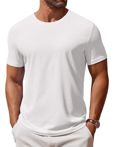 100% Cotton Men's Plain Short Sleeve Crew Neck T-Shirt, Regular Fit Casual T Shirt Tops, Basic Tees, Tshirt