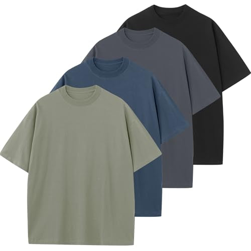 KEEPSHOWING Men's Cotton T-Shirts Oversized Unisex Short Sleeve Crew Neck Loose Basic Tops Solid Athletic Tee
