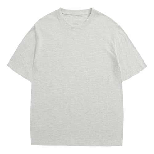 KEEPSHOWING Men's Cotton T-Shirts Oversized Unisex Short Sleeve Crew Neck Loose Basic Tops Solid Athletic Tee