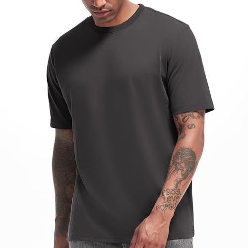 VEIISAR Men's Heavy Weight Crew Neck T-Shirt Mens Premium Cotton Tee - Pre Shrunk S-3XL