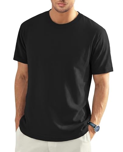 EKLENTSON Men's Cotton Crewneck T-Shirts Short Sleeve Plain Tee Moisture Wicking Casual Tshirts Solid Color