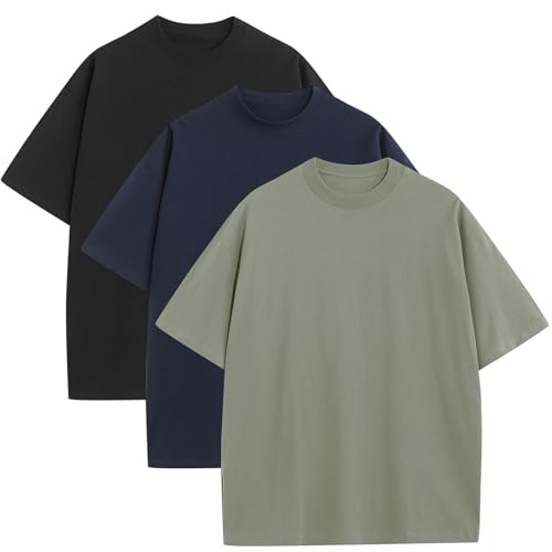 Mens Oversized T-Shirts Fashion Loose Fit Crewneck Tshirt Streetwear Heavyweight Short Sleeve Gym Workout Tops